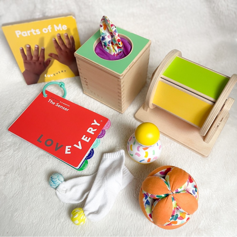 LOVEVERY The Senser Play Kit - 5-6mo - Wooden Developmental Montessori Baby Toys